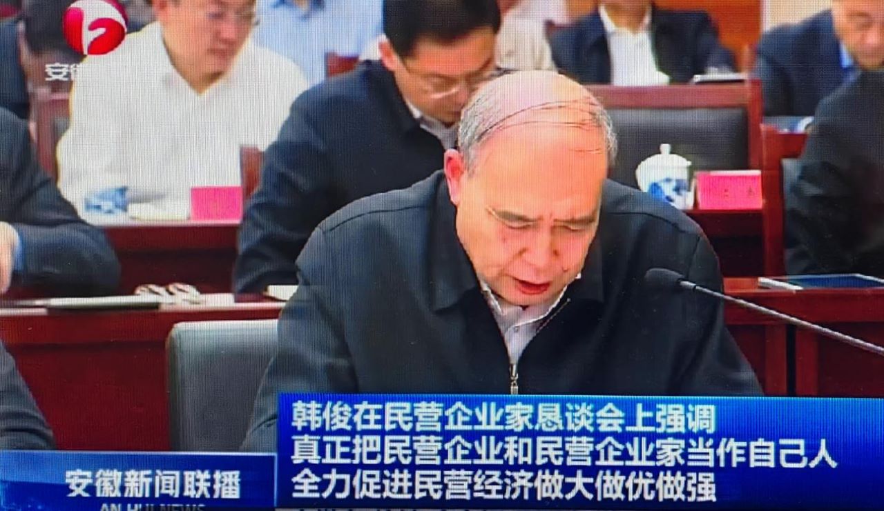 01-圖為皖南電機黨委書記、副董事長管兵在作重點發言。（視頻截圖）